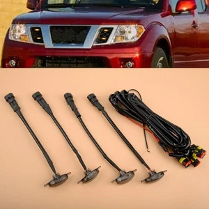 4x Front Grille Smoked Lens Amber LED Lamp Running Light Fit For Nissan Frontier - Picture 1 of 9