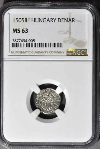 1505-IH 1-DENAR VLADISLAUS HUNGARY NGC MS 63 RARITY R10-UNIQUE HIGHEST-GRADES Cover