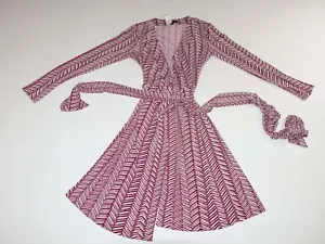 Banana Republic Women's Print Wrap Dress Small NWT Long Sleeves Red White S - Picture 1 of 7