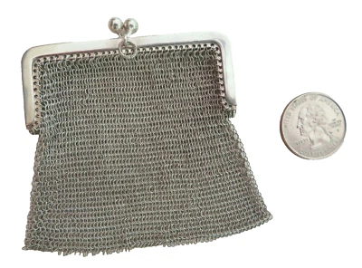 Monedero antiguo de malla Chatelaine de plata continental .800 Foto 1 de 4