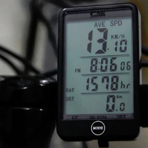 Wireless Bicycle Cycle LCD Digital Computer Bike Speedometer Odometer Meter Time - Picture 1 of 6