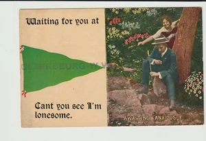 POSTCARD GREEN PENNANT CLARKSBURG WEST VIRGINIA - Picture 1 of 2