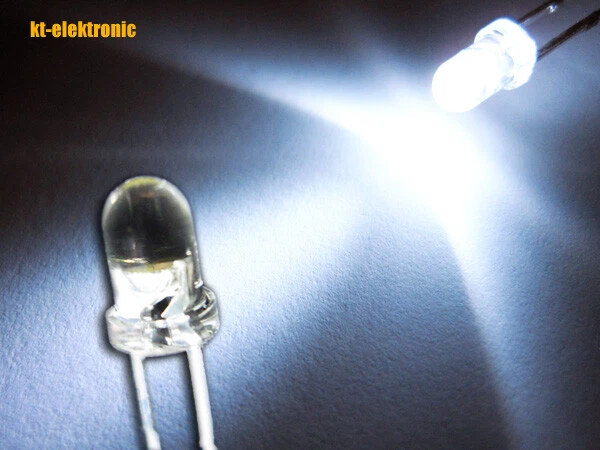 100 Stück LED 3mm kalt weiß ultrahell 12000mcd - Bild 1 von 1