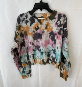 Treasure & Bond Kids Crop Sweater Black Raven Multi Tie Dye Size XL 14/16 NEW - Picture 1 of 2