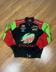 Vtg Kasey Kahne Mountain Dew Chase Authentics JH Design Leather Jacket M Nascar - Picture 1 of 11