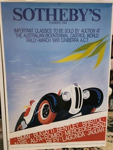 @ EXHIBITION POSTER: CLASSIC CAR AUCTION 1988 - SOTHEBYS RALLY bicentennial - Picture 1 of 1