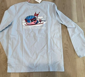 (E) NWT! Vineyard Vines Youth Girl's Ski Race Whale T Shirt Long Sleeve XL 16 - Picture 1 of 6