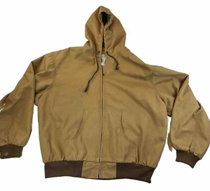 Real Work Wear - Canvas Mesh Lined Full Zip Jacket Chore Utility Coat Hood 2XL - Picture 1 of 14