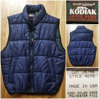 Colete Masculino Vintage Kodiak SWINGSTER Colcha Ártica Nylon Tamanho Pequeno Fabricado nos EUA - Imagem 1 de 4