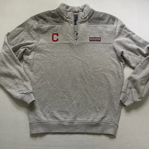 Vineyard Vines Mens S Gray Shep Shirt Sweatshirt Cleveland Guardians 1/4 Zip Cover