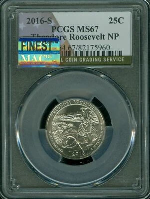 2016 S THEODORE ROOSEVELT QUARTER PCGS MS67 PQ MAC FINEST MAC SPOTLESS * - Image 1 of 4