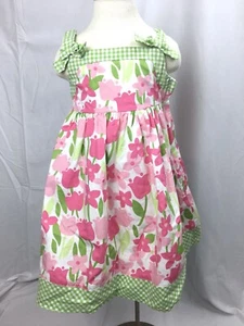 Crazy 8 Girl Size 4 Tulip Sleeveless Dress Fancy Pink Green Floral - Picture 1 of 6