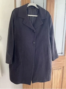 Katherine Hooker Brown Herringbone Cashmere Merino Wool Tweed Coat Lined L - Picture 1 of 7