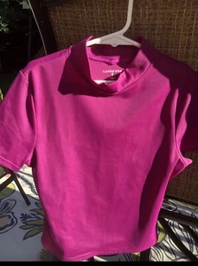 Lands' End Short Sleeve Rash Guard Swim Shirt Purple Top Girls M 10 12 Medium - Picture 1 of 2