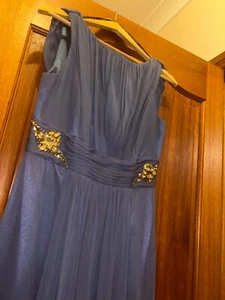 Long blue dress with chiffon exterior with a satin interior - Picture 1 of 4