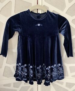 Girls SIZE 3T Velour Dress Navy Blue Party Stretchy The Children's Place EUC