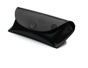 Soft Leather Glasses Case, Portable, Protective Holder,Button Closure, Black - Picture 1 of 4