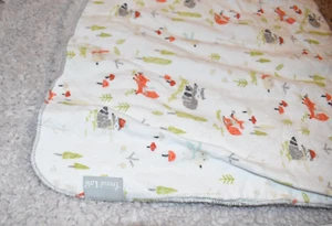 K6 TREND LAB Forest Animals FOX Bear Tree Flannel Plush Sherpa Crib Baby Blanket - Picture 1 of 5