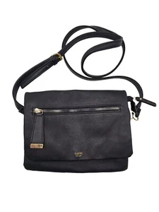 Tutilo New York Black Vegan Leather Goldtone Accents 9.5 x 7" Crossbody Purse - Picture 1 of 15