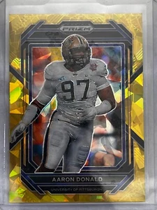 Aaron Donald 2023 Prizm Draft Picks Gold Ice Football Card #1 Panthers - Picture 1 of 2