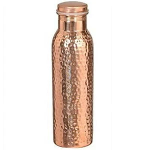 100% Pure Copper Water Bottle For Yoga Ayurveda Health Benefits 32 oz Hammered - Picture 1 of 3