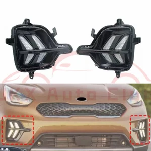 Front Pair DRL LED Daytime Light Front Bumper Fog Lamps q For Kia Niro 2020-2022 - Picture 1 of 8