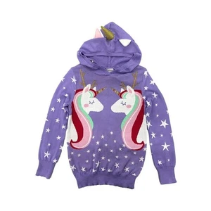 Well Worn Holiday Reindeer Unicorn Hoodie Christmas Sweater Youth Girls XS-XL - Picture 1 of 1