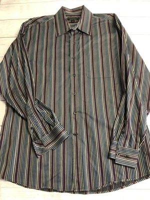 Camisa Cutter & Buck Para Hombre XL Multicolor Rayas Abotonadas Manga Larga Algodón Foto 1 de 4