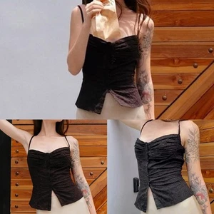 Y2K Style Womens Vest with Spaghetti Straps and Crochet Flower Details - Picture 1 of 48