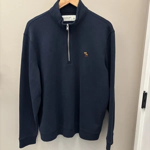 Abercrombie Fitch Sweatshirt Damen L Navy Soft Af Fleecepullover Elch - Bild 1 von 9