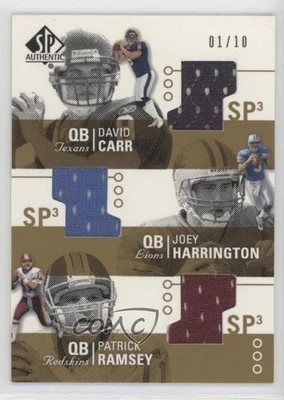 2002 SP Authentic Threads Triple Gold /10 Patrick Ramsey David Carr Rookie RC - Image 1 of 2