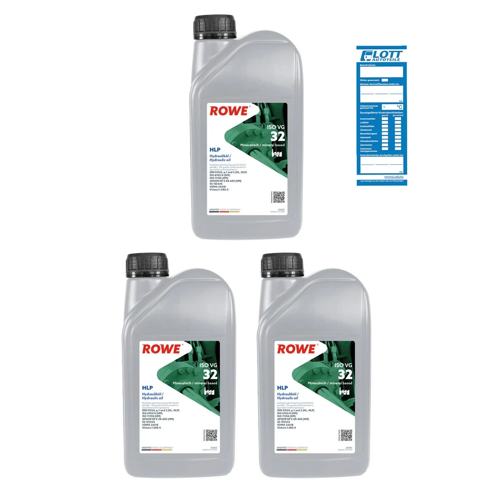 3x 1L ROWE Hydrauliköl HIGHTEC HLP 32 Hochleistungsöl für Hydraulikanlagen Pumpe - Bild 1 von 4