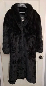 Vintage Olympia Limited Inc Black Faux Fur Long Coat Size Small  - Bild 1 von 6