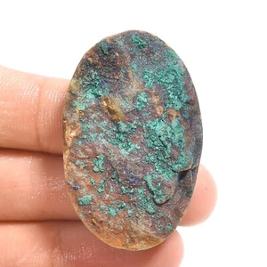 Natural Azurite Malachite Gemstone 98.50 Cts Loose Oval Druzy From 40X26X10 mm - Picture 1 of 6