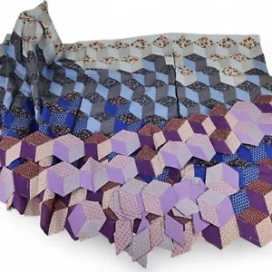 Trapuntino blocco geometrico fatto a mano vintage anni 80 cotone non rifinito - Foto 1 di 6