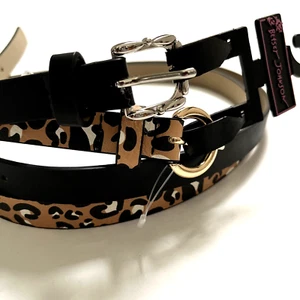 NWT Original BETSEY JOHNSON 2pc Set Belt Leopard Animal Print Large Black Brown - Picture 1 of 5