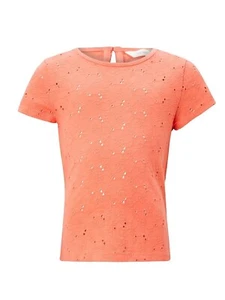 John Lewis & Partners Girls' All Over Embroidered T-Shirt / Coral 11 Years New - Picture 1 of 2