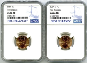 2024 P & D LINCOLN SHIELD CENT NGC MS66 2-COIN PENNY MATCHING SET FIRST RELEASES - Picture 1 of 2