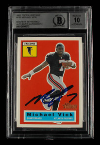 Michael Vick Signed 2001 Topps Heritage #133 Serially Numbered #413 / 1956 - Aut