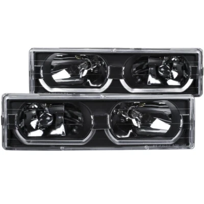 ANZO Crystal Headlights Black w/ Low - Brow for Chevrolet C1500 | 111299 - Image 1 of 4