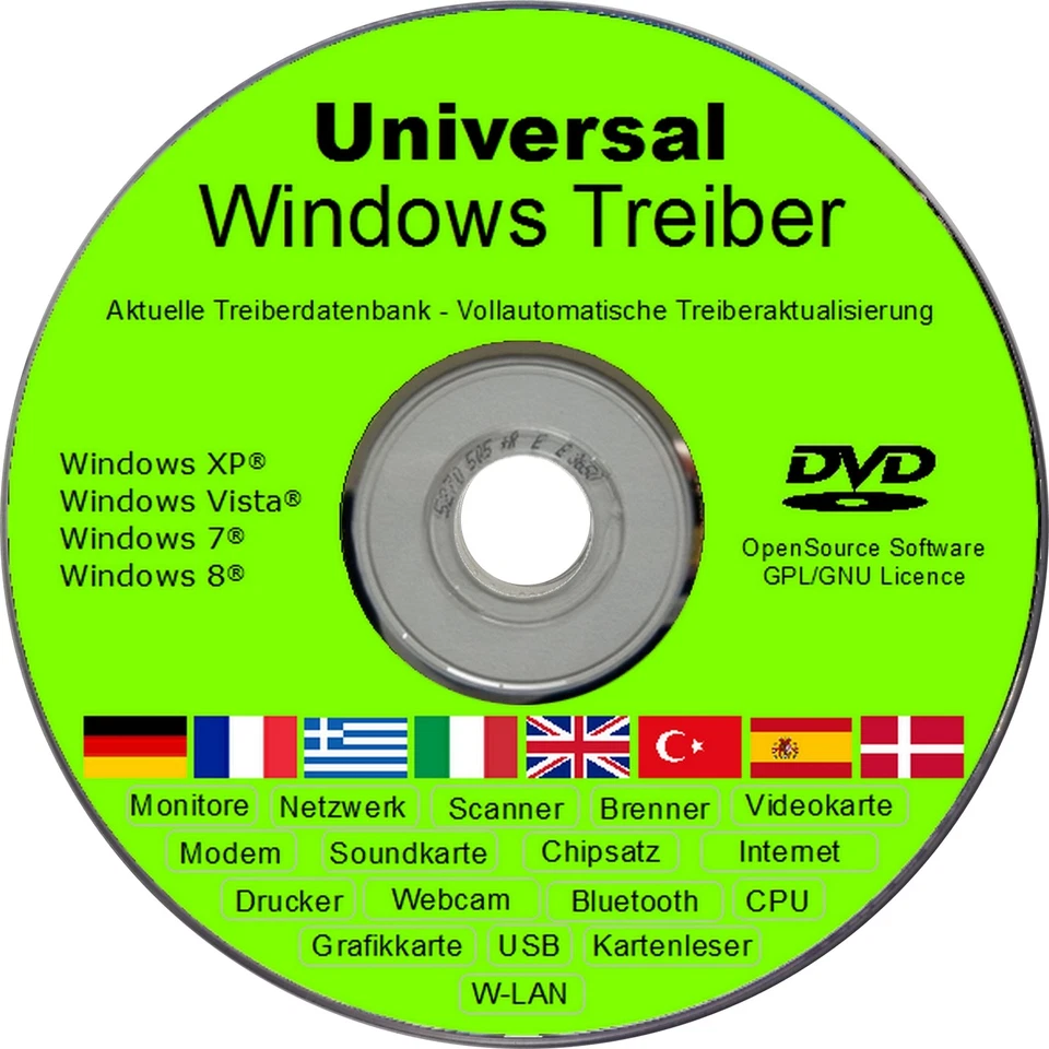 Controlador universal CD/DVD WINDOWS 8 7 Vista XP (32 y 64 bits) NUEVO impresora módem PC