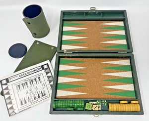 Vtg All-Mart Backgammon Travel Set Bakelite Emerald Butterscotch Magnetic Pieces - Picture 1 of 16