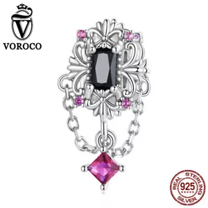 Voroco 925 Sterling Silver Fleur-de-lis Hanging Charm Pendant European Bracelets - Picture 1 of 12