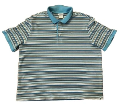 Camisa Polo LACOSTE Para Hombres XXL Talla 8 Verde Azul Rayas Golf Tenis Oficina 2XL Foto 1 de 4