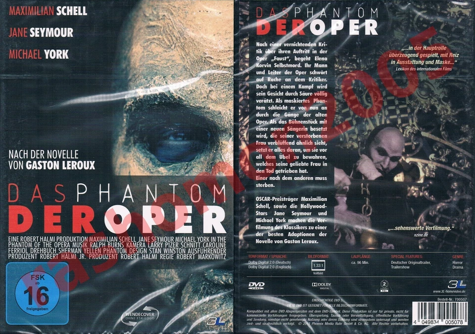 DVD PHANTOM OF THE OPERA (1983) Maximilian Schell Jane Seymour Region 2 PAL NEW - Image 1 of 1