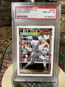 1992 Topps Gold #402 Joe Carter Blue Jays PSA 10 RARO POP 3 - Foto 1 di 3