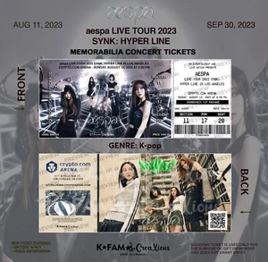aespa LIVE TOUR 2023 SYNK: HYPER LINE - Custom Memorabilia K-pop Concert Tickets - Picture 1 of 6