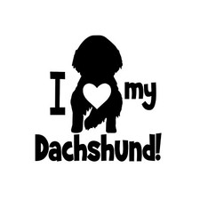 I Love My Dachshund Long Haired Doxie Vinyl Decal-Multiple Sizes and Colors