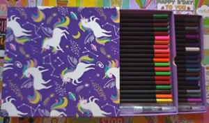 42tlg. Aquarell- und Wasserstifte Set in Einhorn Aufbewahrungsbox Zeichen Malen - Bild 1 von 6
