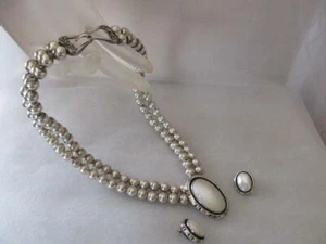 Collar y pendientes de doble cadena de plata esterlina Carol Felley madre perla - Imagen 1 de 8